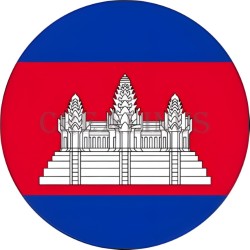 Badge Magnet Aimant 75 m/m avec Motif Drapeau (Cambodge)