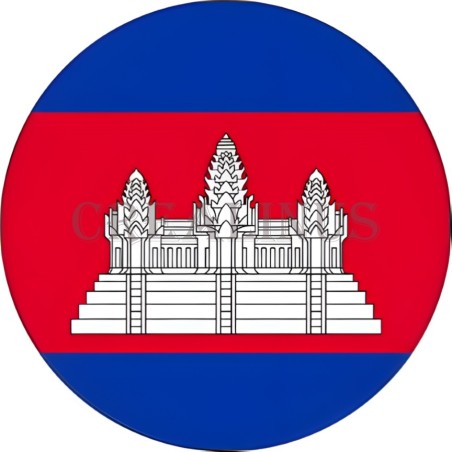 Badge Magnet Aimant 75 m/m avec Motif Drapeau (Cambodge)