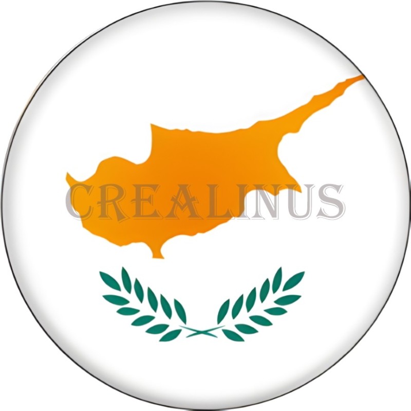 Badge Magnet Aimant 75 m/m avec Motif Drapeau (Chypre)