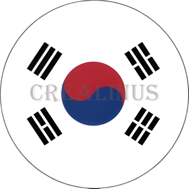 Badge Magnet Aimant 75 m/m avec Motif Drapeau (Corée du Sud)
