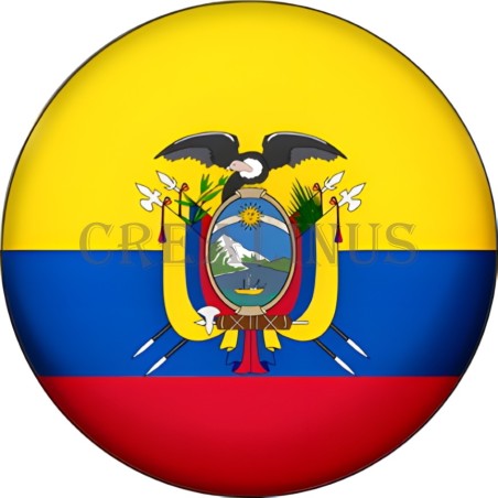 Badge Magnet Aimant 75 m/m avec Motif Drapeau (Equateur)