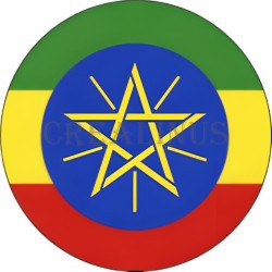 Badge Magnet Aimant 75 m/m avec Motif Drapeau (Ethiopie)