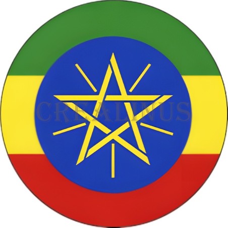 Badge Magnet Aimant 75 m/m avec Motif Drapeau (Ethiopie)