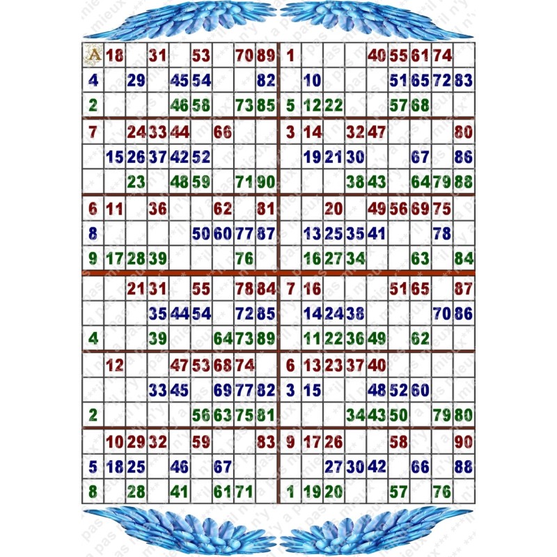 Plaque de 12 cartons de loto plastifié pliable neuf (A3).