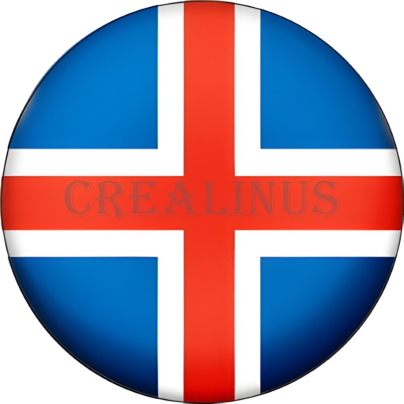 Badge Magnet Aimant 75 m/m avec Motif Drapeau (Islande)