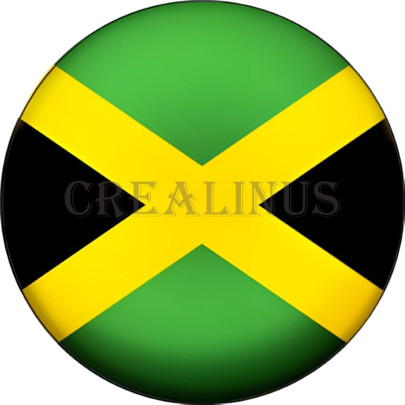 Badge Magnet Aimant 75 m/m avec Motif Drapeau (Jamaïque)
