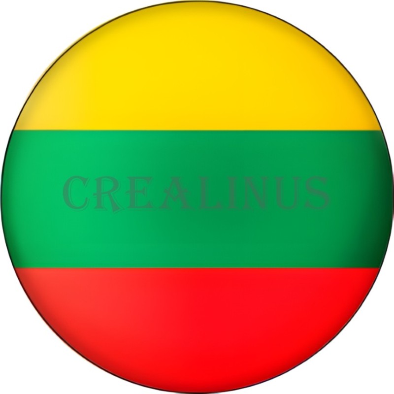 Badge Magnet Aimant 75 m/m avec Motif Drapeau (Lituanie)