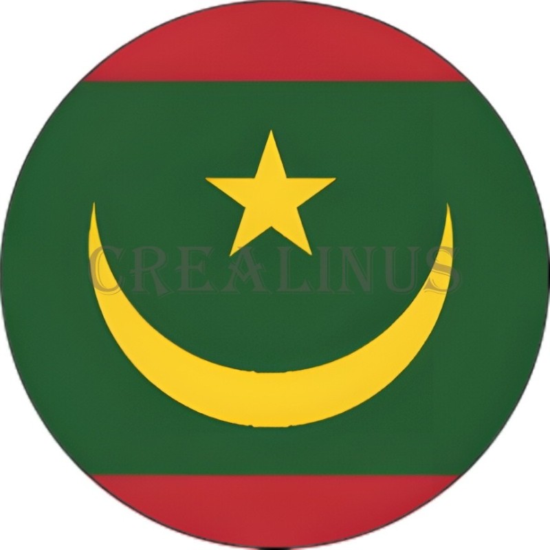 Badge Magnet Aimant 75 m/m avec Motif Drapeau (Mauritanie)