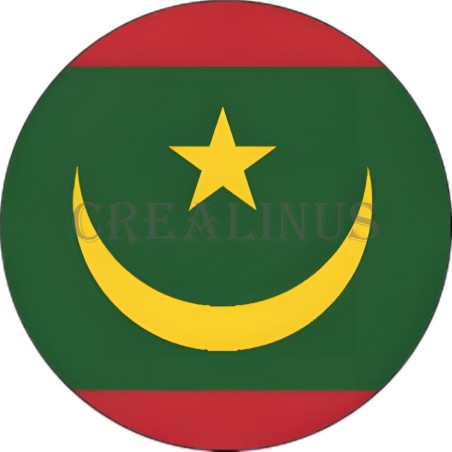 Badge Magnet Aimant 75 m/m avec Motif Drapeau (Mauritanie)