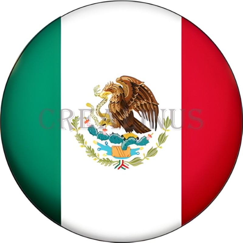 Badge Magnet Aimant 75 m/m avec Motif Drapeau (Mexique)