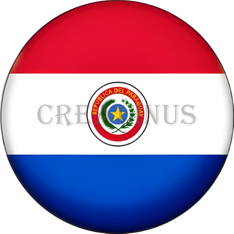 Badge Magnet Aimant 75 m/m avec Motif Drapeau (Paraguay)