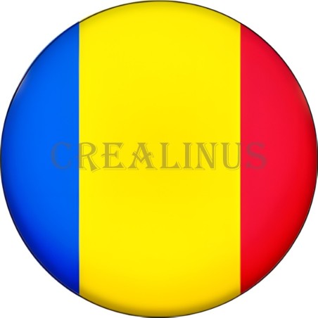 Badge Magnet Aimant 75 m/m avec Motif Drapeau (Roumanie)