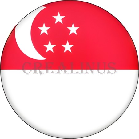 Badge Magnet Aimant 75 m/m avec Motif Drapeau (Singapour)