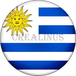 Badge Magnet Aimant 75 m/m avec Motif Drapeau (Uruguay)