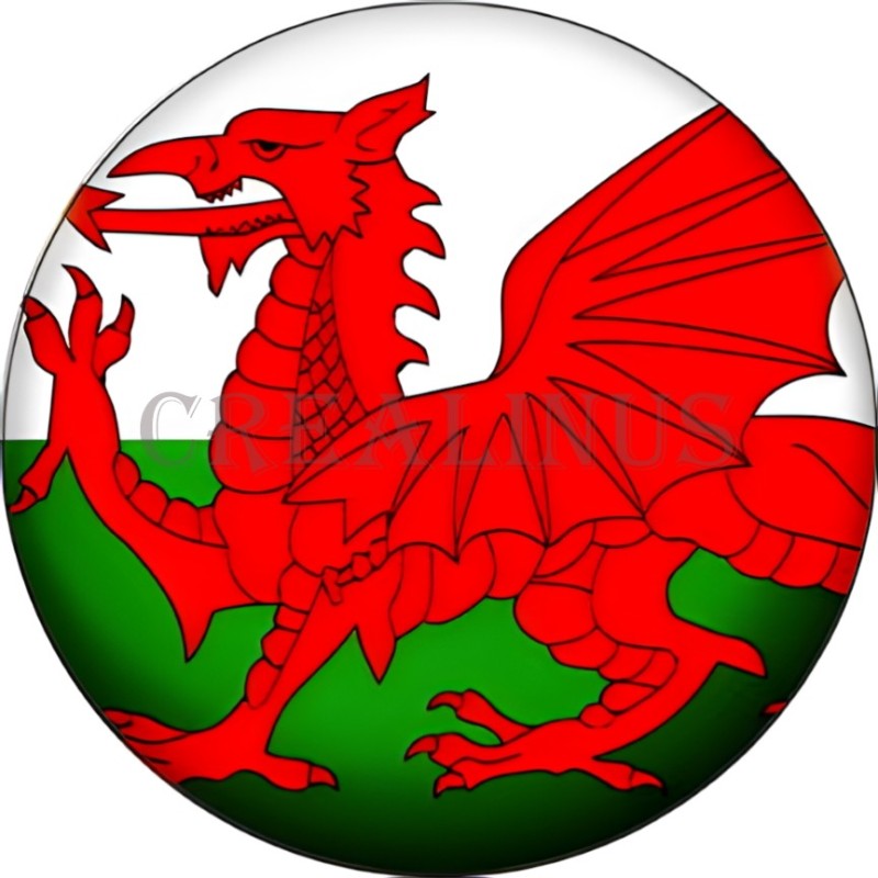 Badge Magnet Aimant 75 m/m avec Motif Drapeau (Wales)