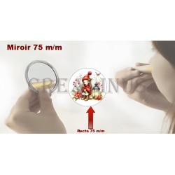 Badge Miroir Cosmétique de 75 m/m avec Motif divers.