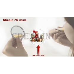 Badge Miroir Cosmétique de 75 m/m avec Motif divers.