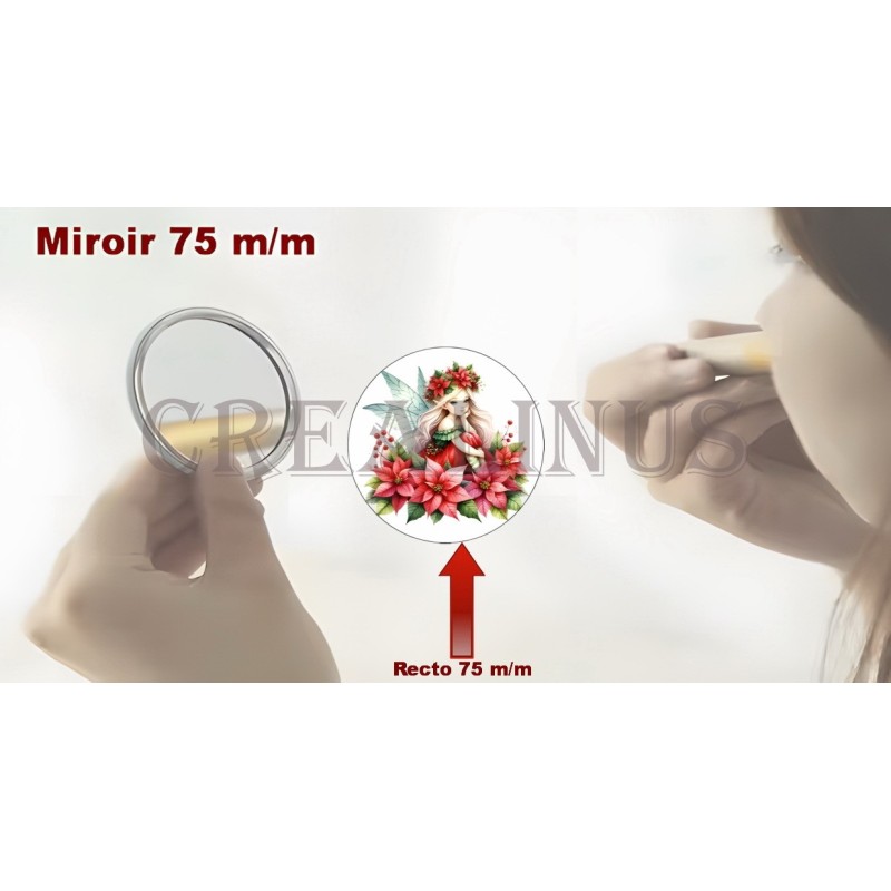 Badge Miroir Cosmétique de 75 m/m avec Motif divers.