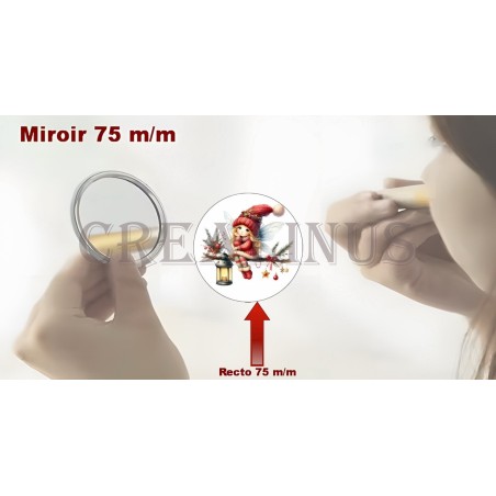 Badge Miroir Cosmétique de 75 m/m avec Motif divers.