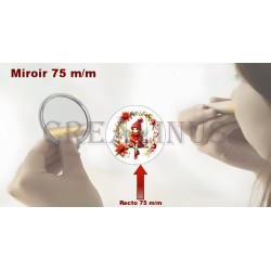 Badge Miroir Cosmétique de 75 m/m avec Motif divers.