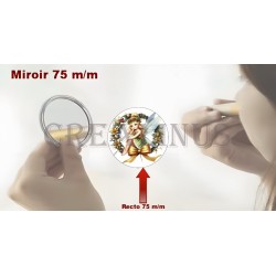 Badge Miroir Cosmétique de 75 m/m avec Motif divers.