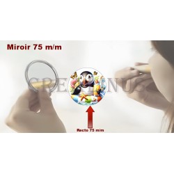 Badge Miroir Cosmétique de 75 m/m avec Motif divers.