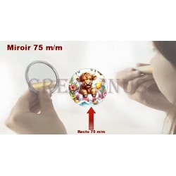 Badge Miroir Cosmétique de 75 m/m avec Motif divers.