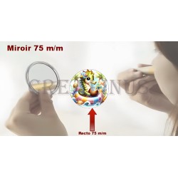 Badge Miroir Cosmétique de 75 m/m avec Motif divers.