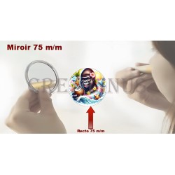 Badge Miroir Cosmétique de 75 m/m avec Motif divers.