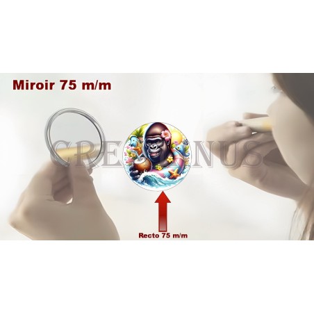 Badge Miroir Cosmétique de 75 m/m avec Motif divers.