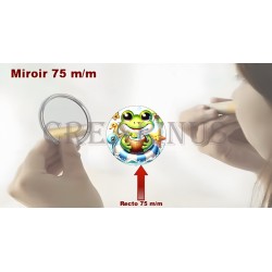 Badge Miroir Cosmétique de 75 m/m avec Motif divers.