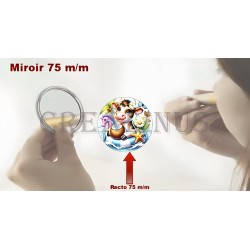 Badge Miroir Cosmétique de 75 m/m avec Motif divers.