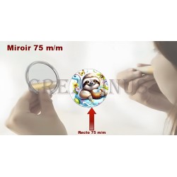 Badge Miroir Cosmétique de 75 m/m avec Motif divers.