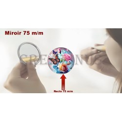 Badge Miroir Cosmétique de 75 m/m avec Motif divers.