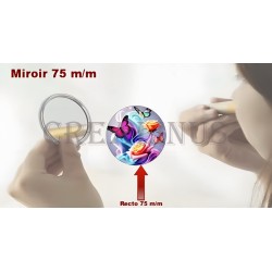 Badge Miroir Cosmétique de 75 m/m avec Motif divers.