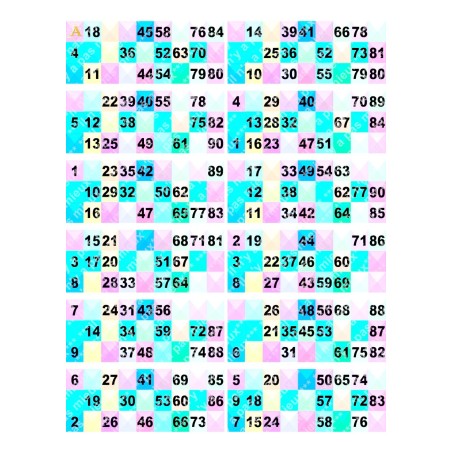 Plaque de 12 cartons de loto plastifié pliable neuf (A3).