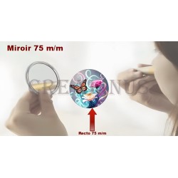 Badge Miroir Cosmétique de 75 m/m avec Motif divers.
