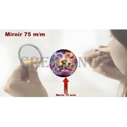 Badge Miroir Cosmétique de 75 m/m avec Motif divers.