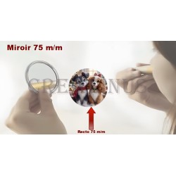 Badge Miroir Cosmétique de 75 m/m avec Motif divers.