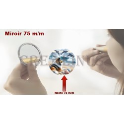Badge Miroir Cosmétique de 75 m/m avec Motif divers.