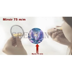 Badge Miroir Cosmétique de 75 m/m avec Motif divers.