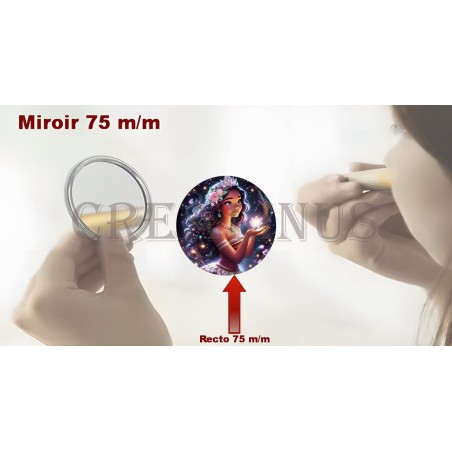 Badge Miroir Cosmétique de 75 m/m avec Motif divers.