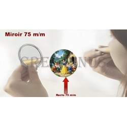 Badge Miroir Cosmétique de 75 m/m avec Motif divers.