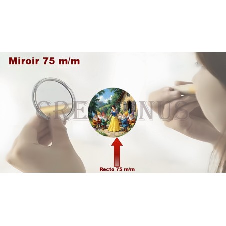 Badge Miroir Cosmétique de 75 m/m avec Motif divers.