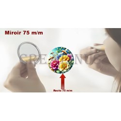Badge Miroir Cosmétique de 75 m/m avec Motif divers.