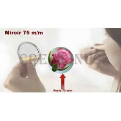 Badge Miroir Cosmétique de 75 m/m avec Motif divers.