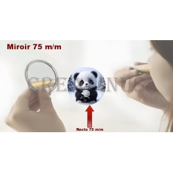 Badge Miroir Cosmétique de 75 m/m avec Motif divers.