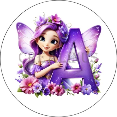 Badge Miroir Cosmétique de 75 m/m avec Motif floral de lettres de A à Z.