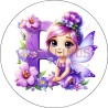 Badge Miroir Cosmétique de 75 m/m avec Motif floral de lettres de A à Z.
