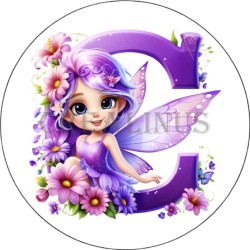 Badge Miroir Cosmétique de 75 m/m avec Motif floral de lettres de A à Z.
